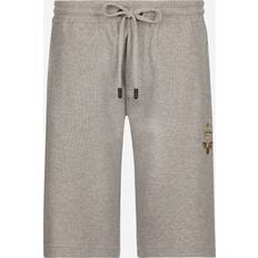 Dolce & Gabbana Gray Shorts Dolce & Gabbana Jersey jogging shorts with embroidery melange_grey