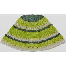 Stripes Headgear Ganni Green Embroidered Bucket Hat 747 Tender Shoots XS-S