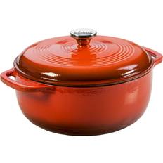 Lodge Casseroles Lodge Enameled Cast Iron Dutch Oven, Qt, Poppy with lid