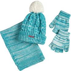 Children's Clothing Sportoli Women’s Girls’ kids 3-Piece Cable Knit Cold Weather Set Hat Scarf Glove Aqua Size Kids 4-7 Yrs