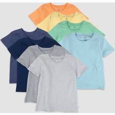 T-shirts Honest Baby Boys' 8pk Rainbow Organic Cotton Short Sleeve T-Shirt Blue/Gray/Yellow Newborn