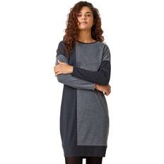 Grey - Long Dresses Roman Colour Block Stretch Jumper Dress Grey