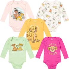 Disney 1-3M Bodysuits Disney Disney Lion King Pumbaa Simba Timon Newborn Baby Girls Pack Bodysuits Pink/Yellow/White/Green Newborn