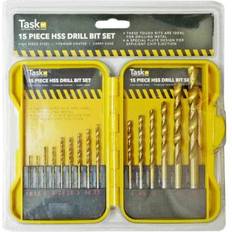 Power Tool Accessories 15pce HSS Twist Drill Bit Set Yellow Case