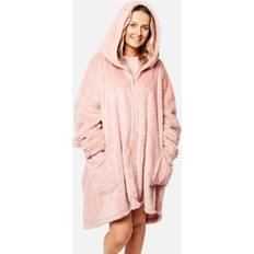 Brentfords Teddy Fleece Hoodie Oversized Zip Up Pink