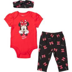 Disney Black Other Sets Disney Disney Minnie Mouse Newborn Baby Girls Bodysuit Pants and Headband Piece Outfit Set Black/Red Newborn