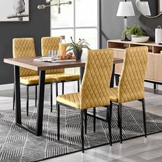 Yellow Dining Sets Furniturebox Kylo Brown Wood Dining Set