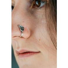 Cheap Piercings The Colourful Aura Antique Floral Oxidised German Silver Clip On Non Pierced Nose Pin