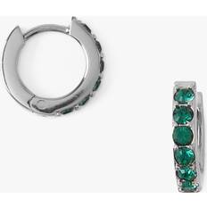 Orelia Swarovski Emerald Pave Huggie Hoop Earrings