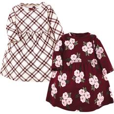 9-12M - Girls Dresses Children's Clothing Hudson Baby Girl Cotton Dresses Red Burgundy Floral 0-3 Months