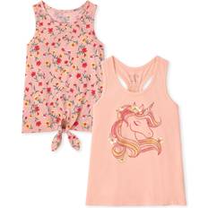 Girls Tank Tops The Children's Place The Children's Place Pack Girls Tie Front Tank Top, Unicorn/Floral 2-Pack, 10/12