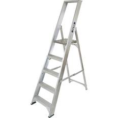 Lyte Ladders Industrial Platform Aluminium Step Ladder 5 Tread, Closed Length 1.84m Rubber