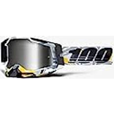 Argent Lunettes de moto 100% Percent Racecraft Korb, lunettes miroirs couleur: Gris Clair/Noir/Jaune Argent Réfléchissant