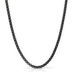 Fred Bennett Stainless Steel Black IP Box Chain Necklace