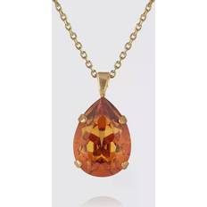 Bruna - Guldpläterad Halsband Caroline Svedbom Mini Drop Necklace Light Amber