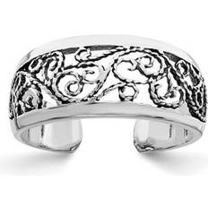 Gem & Harmony Sterling Silver Antiqued Floral Toe Ring