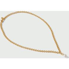 Beige - Women Necklaces Orelia Luxe Chain & Pearl Necklace, Gold