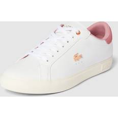 Lacoste Damen-Sneakers POWERCOURT aus Leder WHITE/LIGHT PINK Weiss