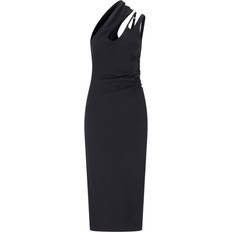 MUGLER Black Asymmetric Midi Dress FR