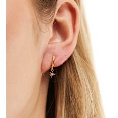 Orelia Starburst Pavé Micro Huggie Hoop Earrings Gold London