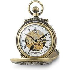 Gold Pocket Watches Charles Hubert Antique Gold Finish Lion Crest Pocket Watch instock W8505