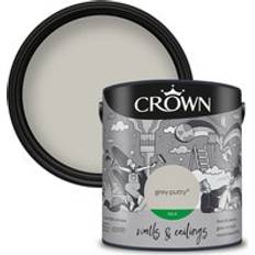 Crown Grey - Indoor Use Paint Crown & Silk Emulsion Putty Ceiling Paint, Wall Paint Grey 2.5L