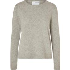 Kasjmir Gensere Selected Manila LS Knit Cashmere O-Neck Light Grey Melange