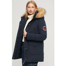 Blue - Women Coats Superdry Women's Everest Faux Fur Hooded Parka Coat Navy