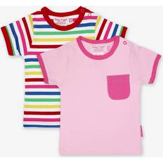 Stripes T-shirts Toby Tiger Organic Pink Multi Stripe 2-Pack T-Shirt 5-6y 116cm