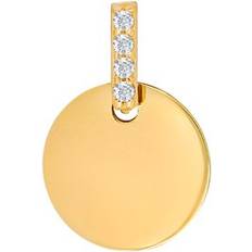 Guld Charms & Vedhæng Siersbøl 8kt. guldvedhæng rund plade m/cz 10mm