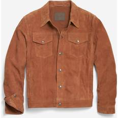 Men - Suede Jackets Cole Haan Suede Trucker Jacket Cognac