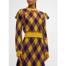 Checkered - Wool Jumpers Burberry Argyle Maglioni - Giallo-Donna Yellow