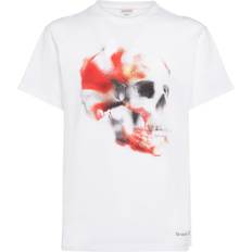 Alexander McQueen T-shirt Aus Baumwolle Mit Schädelmotiv Weiß