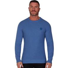 Denim Jumpers Raging Bull Popcorn Texture Crew Knit Jumper, Blue