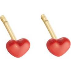 Design Letters Little Big Love Earstuds - Gold/Red