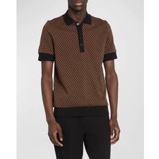 Wolle Poloshirts Balmain Brown Mini Monogram Polo WDD MARRON/NOIR