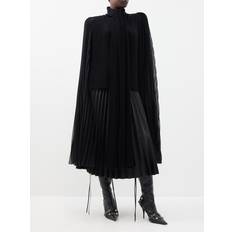 Balenciaga Blouses Balenciaga Cape-sleeve Pleated Chiffon Blouse Womens Black