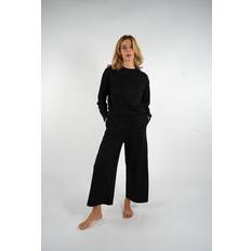 Negro Pijamas Fila Conjunto Pyjamas Cotton Brushed Fleece Reflect Logo - Black