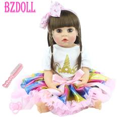 16 inch Reborn Baby DOLL Princess Dress Soft Silicone Realistic Doll Baby Handmade Newborn Dolls Toy