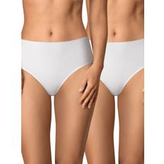 Endast 2-pack miditrosor flerfärgade av bomull stretch underkläder underbyxor basic flerpack damer, Vit