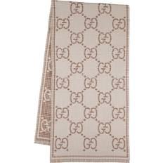 Beige - Viscose Accessories Gucci GG Wool-Blend Jacquard Scarf - Multicoloured