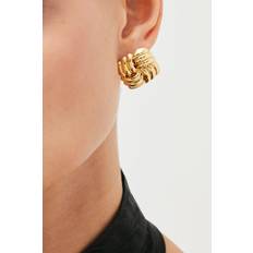 Karen Millen Gold Plated Quilted Stud Earrings One