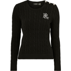 Silver Tops Lauren Ralph Lauren Button-Trim Cable Knit Jumper - Black