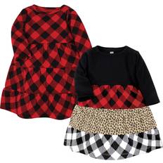 Infant Toddler Girl Cotton Dresses Buffalo Plaid Leopard