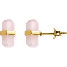 The Fine Collective Gold Plated Rose Quartz Stud Earrings