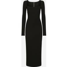 Dolce & Gabbana Dresses Dolce & Gabbana Long-sleeved Jersey Milano Rib Sheath Dress: Woman Dresses Black Viscose