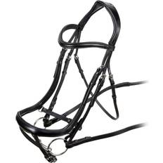 Steel Bridles Velociti Pony, Black Velociti Ergonomic Leather Curved Horse Flash Bridle