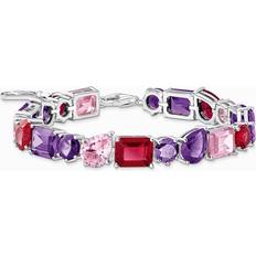 Glass Bracelets Thomas Sabo Sterling Silver Red Violet And Pink Zirconia Stones Bracelet A2140-477-7-L19V