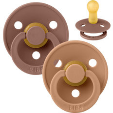 Bibs Rund Colour Napp 2-Pack Stl 2 Naturgummi Woodchuck/Earth