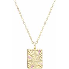 Gemondo Bona Fide White Topaz & Pink Sapphire Locket In Yellow Gold Plated Silver